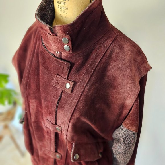 90's Vintage NYG New York Girl Burgundy Suede Jacket - Picture 10 of 13